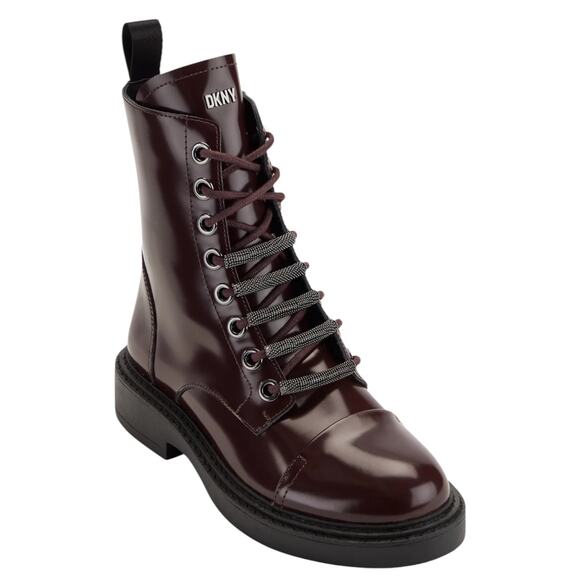 Dkny Shoes - DKNY Women's Malaya Lace Up Combat Boots Dark Red Size 8